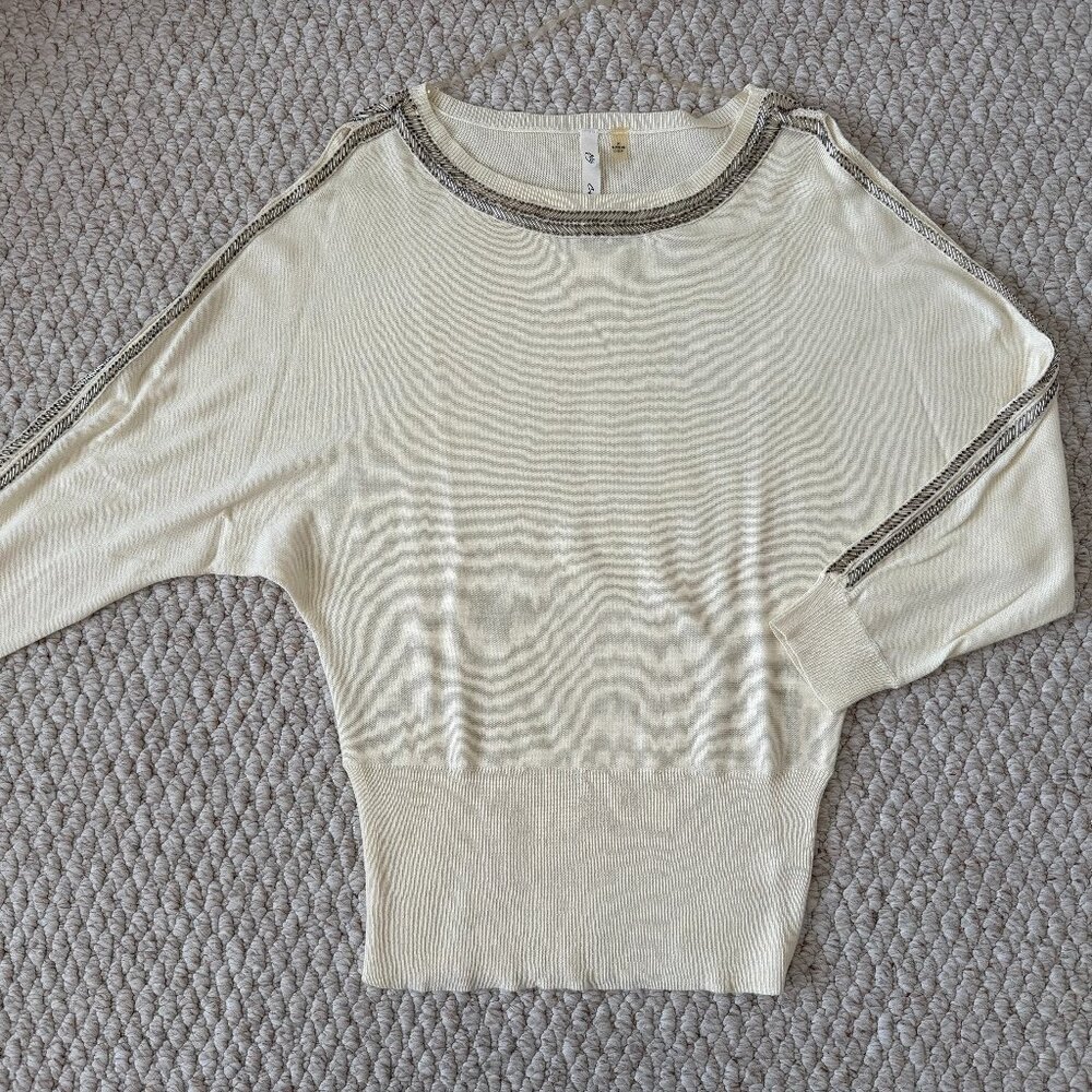 Long sleeves weater ,Bead-Detailed, Open Shoulder